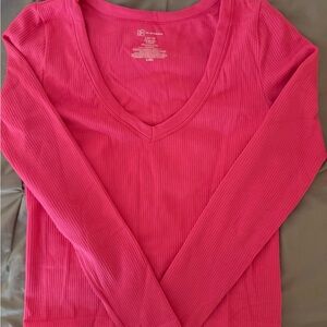 No Boundaries Hot Pink Ribbed Long Sleeve Top